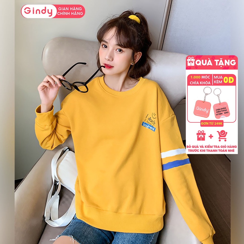 Áo nỉ sweater dài tay GINDY Boyfriend hoodie form rộng dễ phối đồ thời trang thu đông năng động A10107