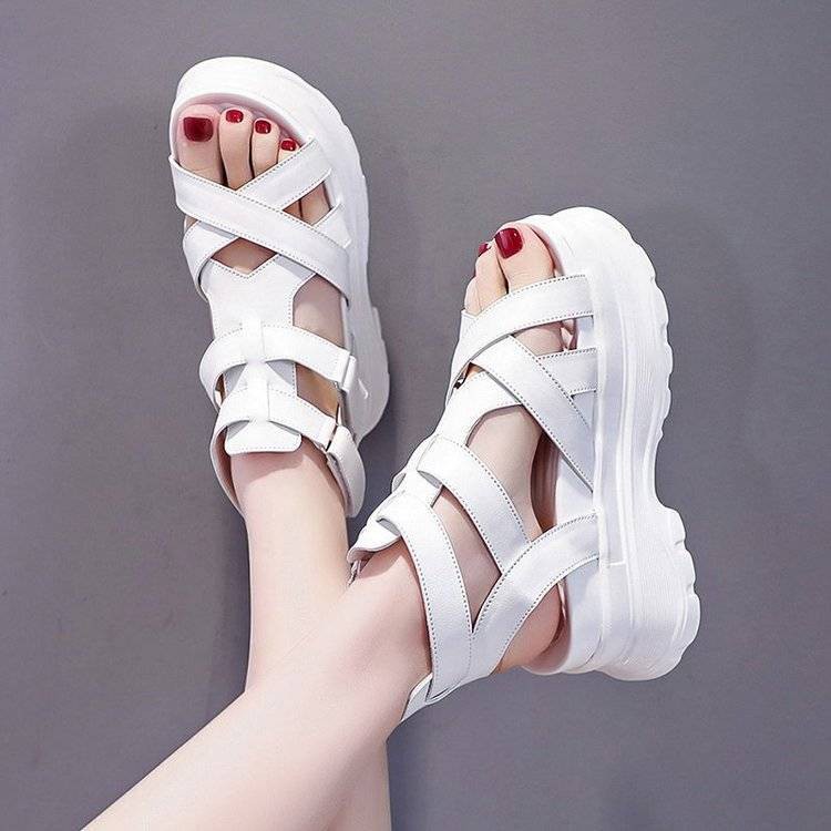 giày caoGuốc/Dép nữgiày nữ caoGiàygiày sandal 7cmdép thời trang giày 7cmGiàyDép Nữ dép gótdép đế caodép cao từ✒Net red hollow sandals women 2021 summer new ins tide thick-soled super fire breathable high-heeled open-toed ankle boots