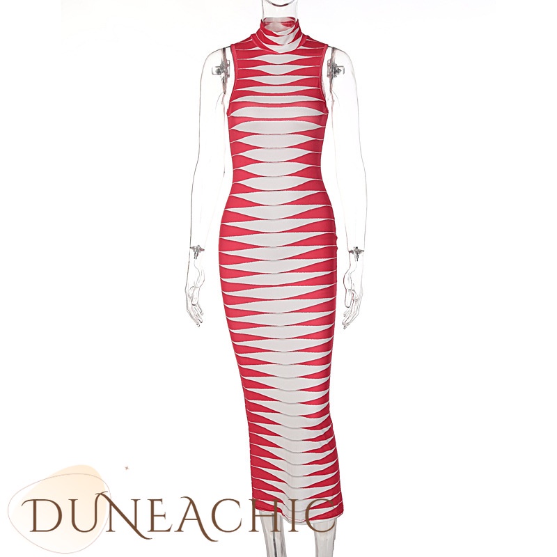 DUNEA Đầm Maxi Không Tay In Họa Tiết Xinh Xắn Dành Cho Nữ