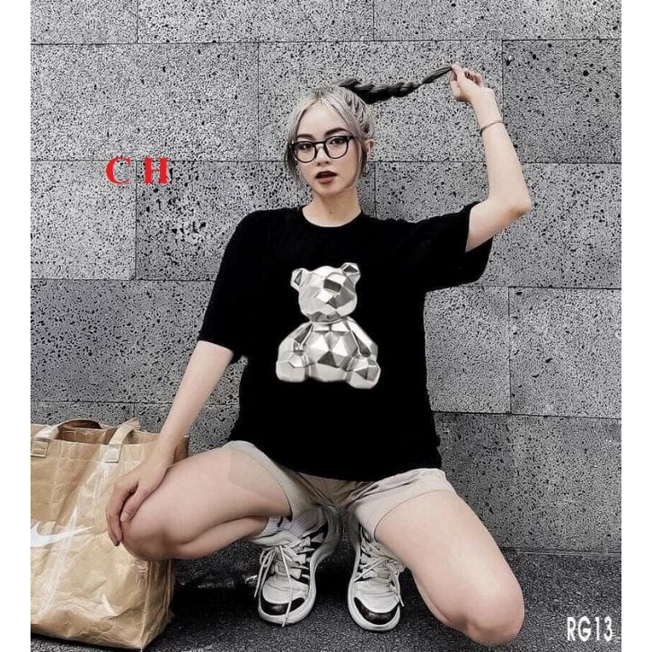 Áo thun tay lỡ Gấu teddy❤áo phông nam nữ unisex form rộng freesiz❤ Kiểu áo Basic mặc nhóm ; đôi Trend 2022