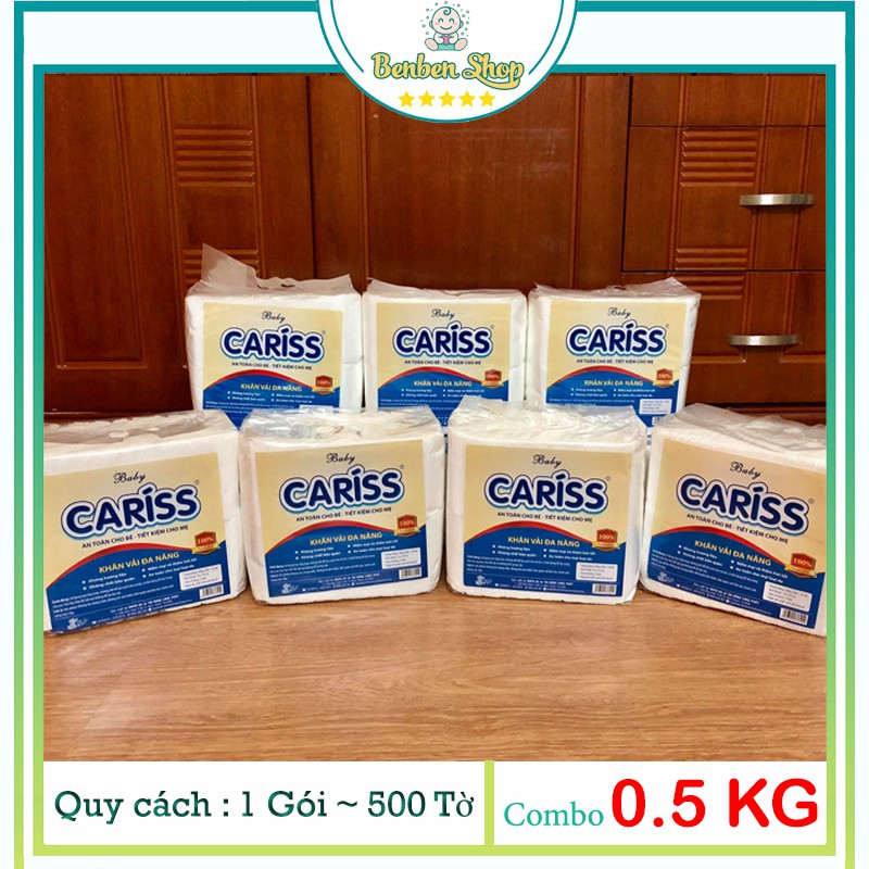 [Mã FMCGSALE15 giảm 8% đơn 500K] Khăn Vải Khô Đa Năng - Khăn Vải Khô Đa Năng Baby Caríss ( 1 Gói - 0.5 KG ) 500 Tờ