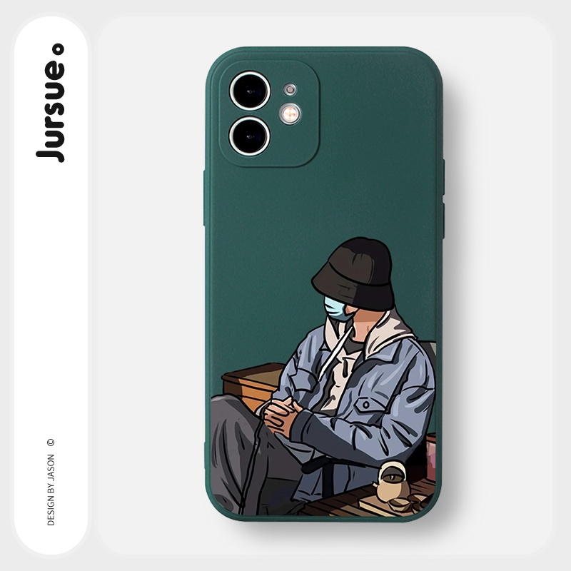 Ốp lưng JURSUE mềm hoạt hình cặp đôi dễ thương đẹp Cho iPhone 14 13 12 11 Pro Max SE 2020 X XR XS 8 7 ip 6S 6 Plus Y2259