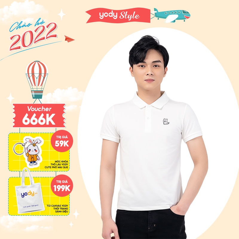 Áo polo nam YODY áo đôi có cổ thêu họa tiết vải mắt chim cao cấp bền đẹp - APM3739
