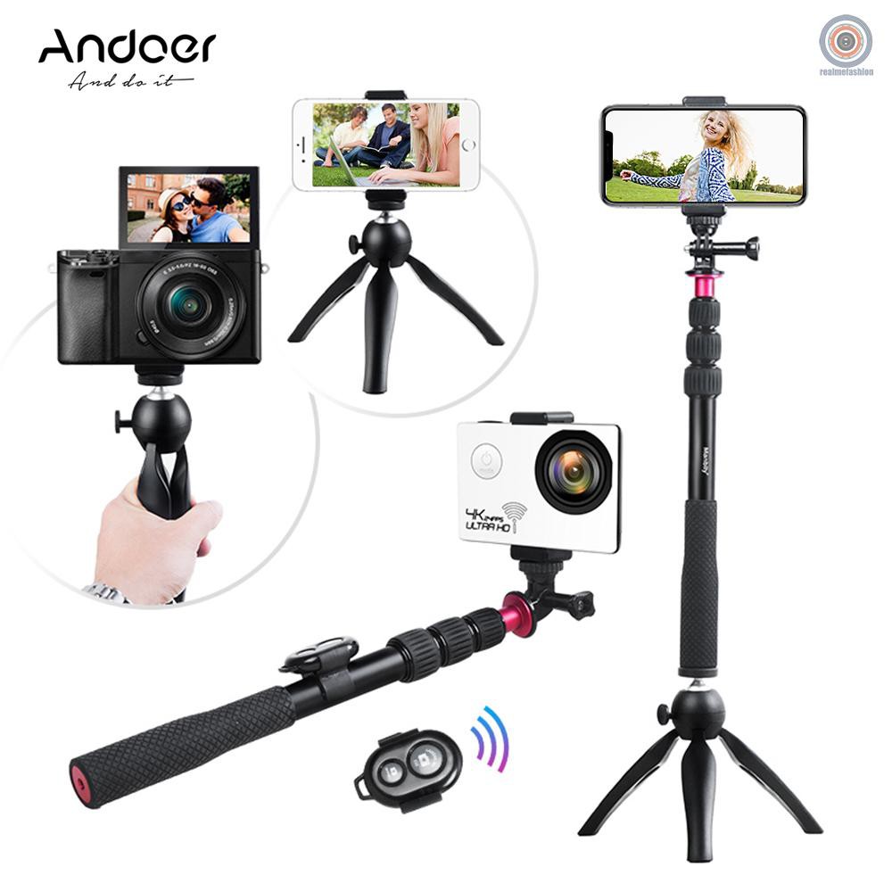 Gậy Selfie Rmfandoer Mini + Giá Đỡ Ba Chân + Điều Khiển Từ Xa Không Dây Cho Camera Kỹ Thuật Số X / 8 / 7 Plus S8 6 / 5 / 4 / 3 + / 3 Action