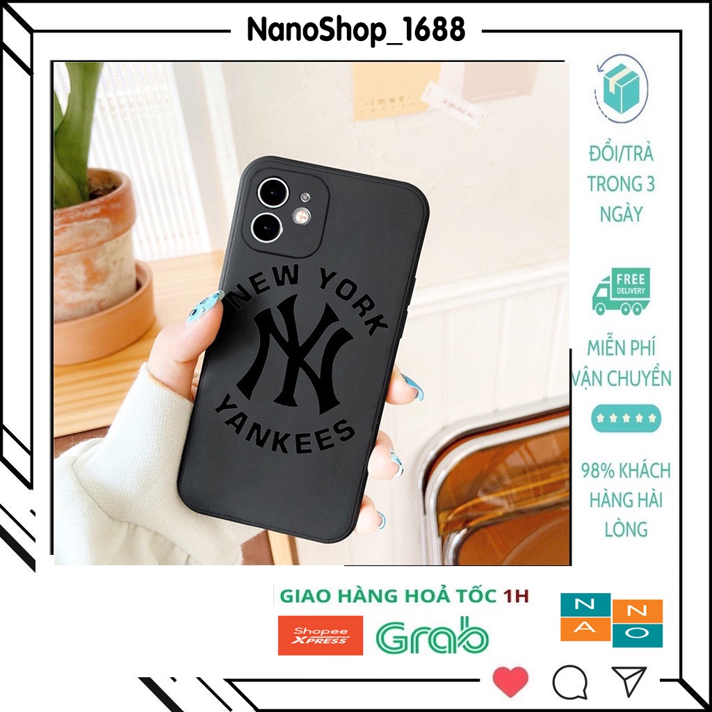 Ốp Lưng Iphone Cạnh Vuông, Bảo Vệ Camera In Logo NY Nhám ip 7Plus,8plus,x,xs,xsmax,11,11promax,12,12promax,13,13promax