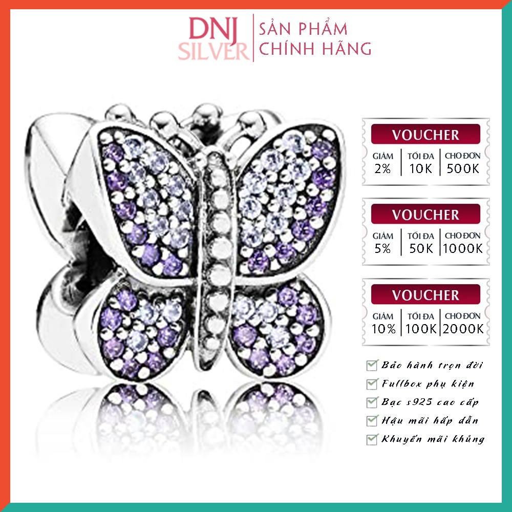 Charm bạc 925 cao cấp, hàng chuẩn bạc - Charm Sparkling Butterfly thích hợp để mix vòng tay charm - DN311