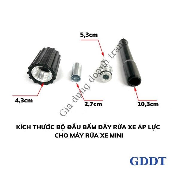 Đầu cos bấm dây áp lực máy rửa xe, Đầu cos ren trong 22mm cho dây rửa xe áp lực cao