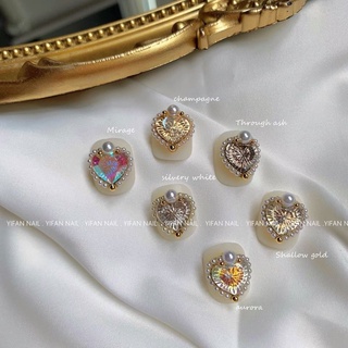Charm ngọc trái tim gắn móng tay