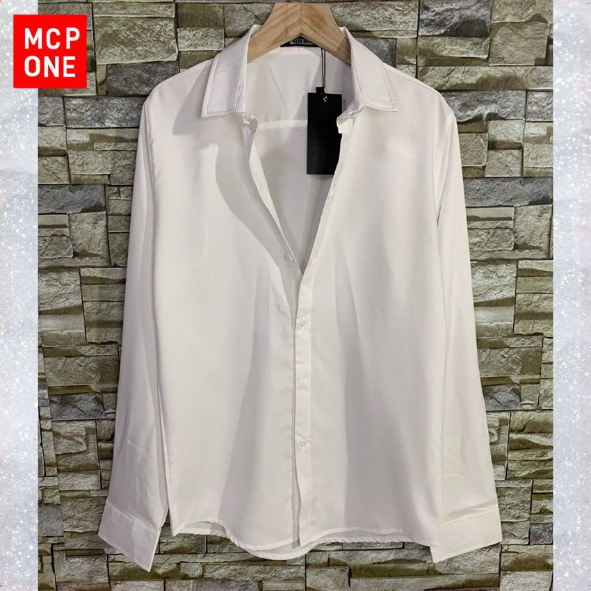 Áo sơ mi nam dài tay nam (MAU TRẮNG) cao cấp, áo sơ mi trắng vải lụa nến không nhăn thời trang cao cấp-MCPONE | BigBuy360 - bigbuy360.vn