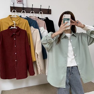 Áo sơ mi trơn nhung tăm - SM21001 (ẢNH THẬT SHOP TỰ CHỤP)