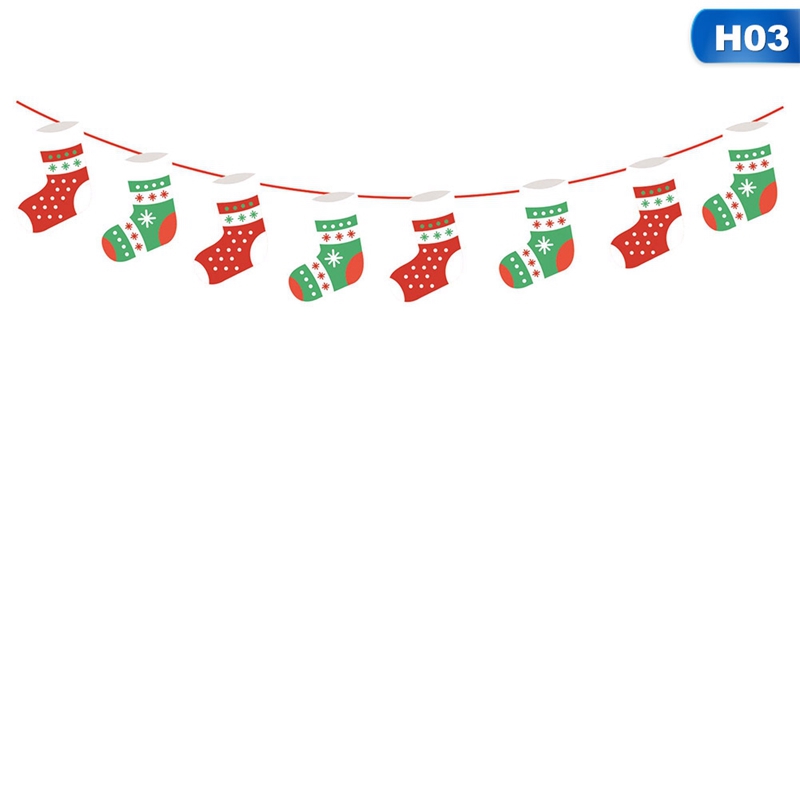 Christmas Hanging Bunting Banner Paper Flags Window Scene Decoration 2PCS