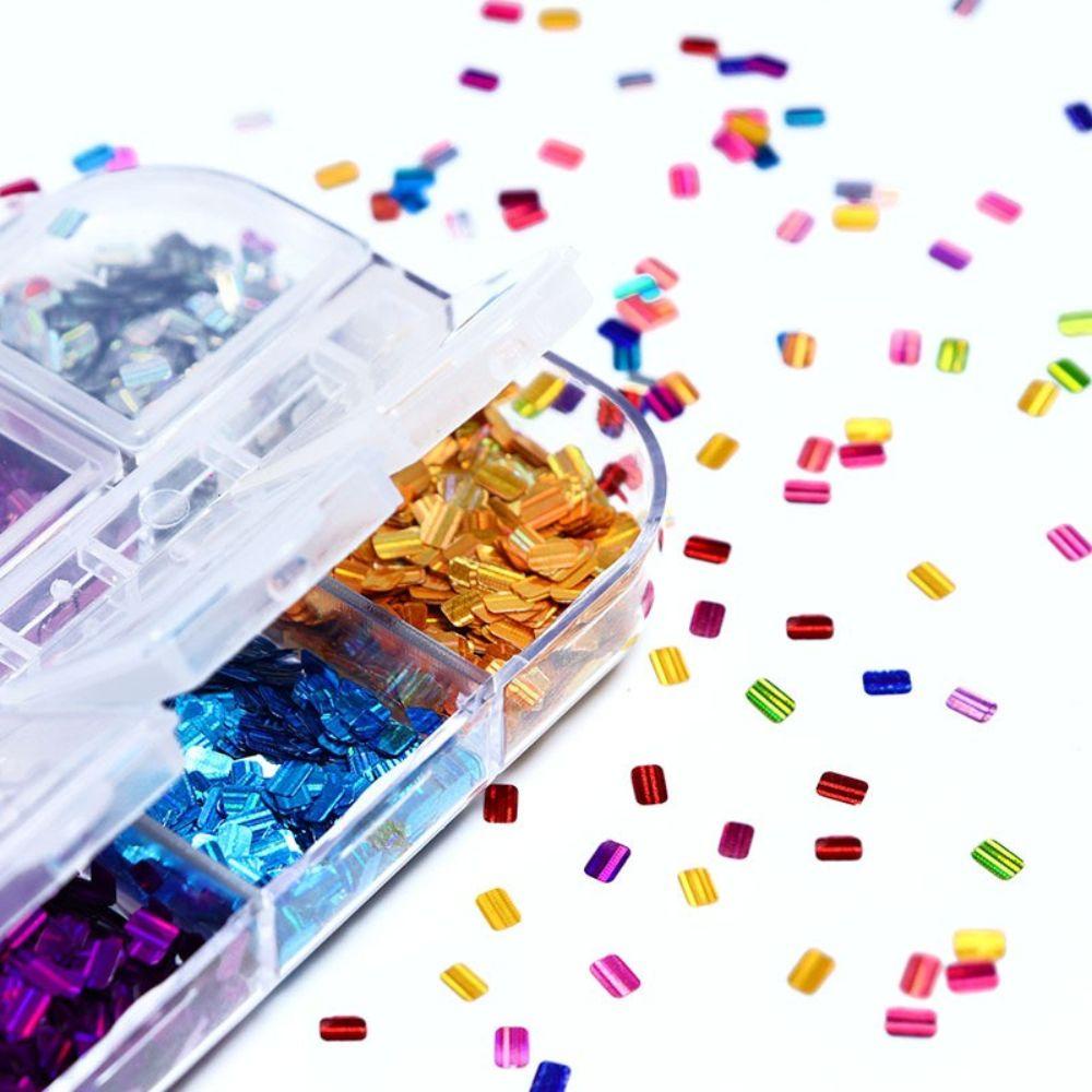 Hộp Kim Tuyến Hình Chữ Nhật Lấp Lánh Trang Trí Móng Tay Nghệ Thuật