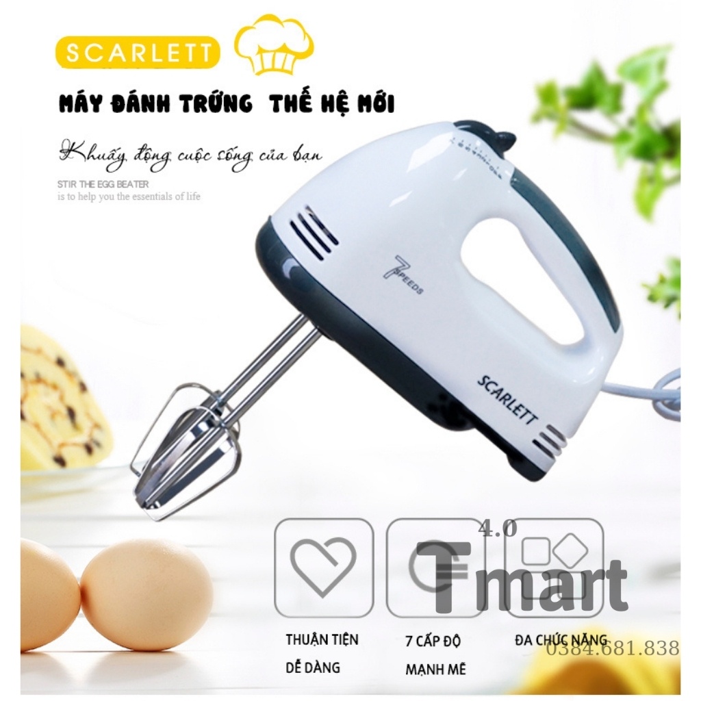 Máy Đánh Trứng Cầm Tay Scarlett Mini 7 Tốc Độ Công Suất 180W-Tmart4.0