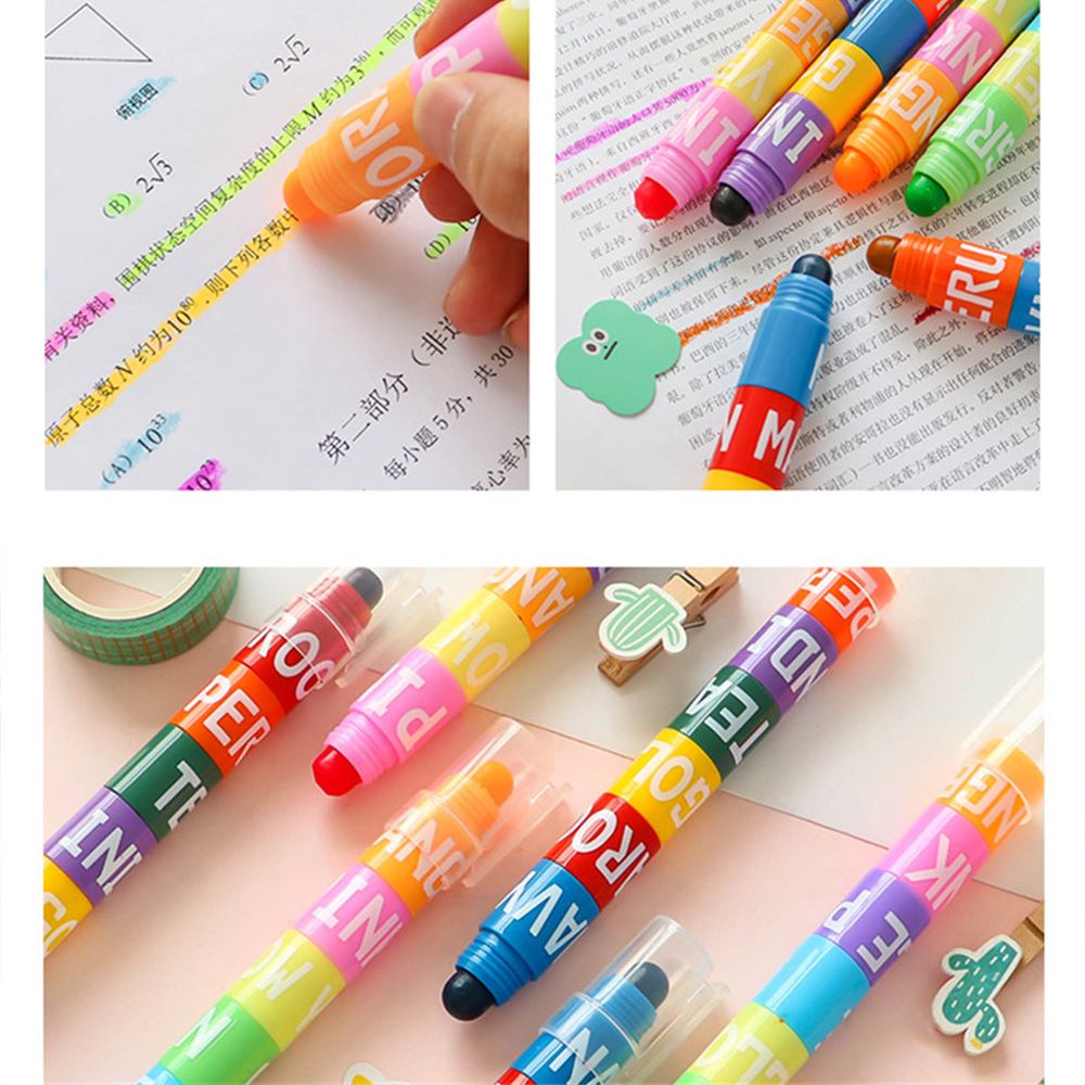 Bút dạ quang 6 màu sắc phong cách retro cho học sinh