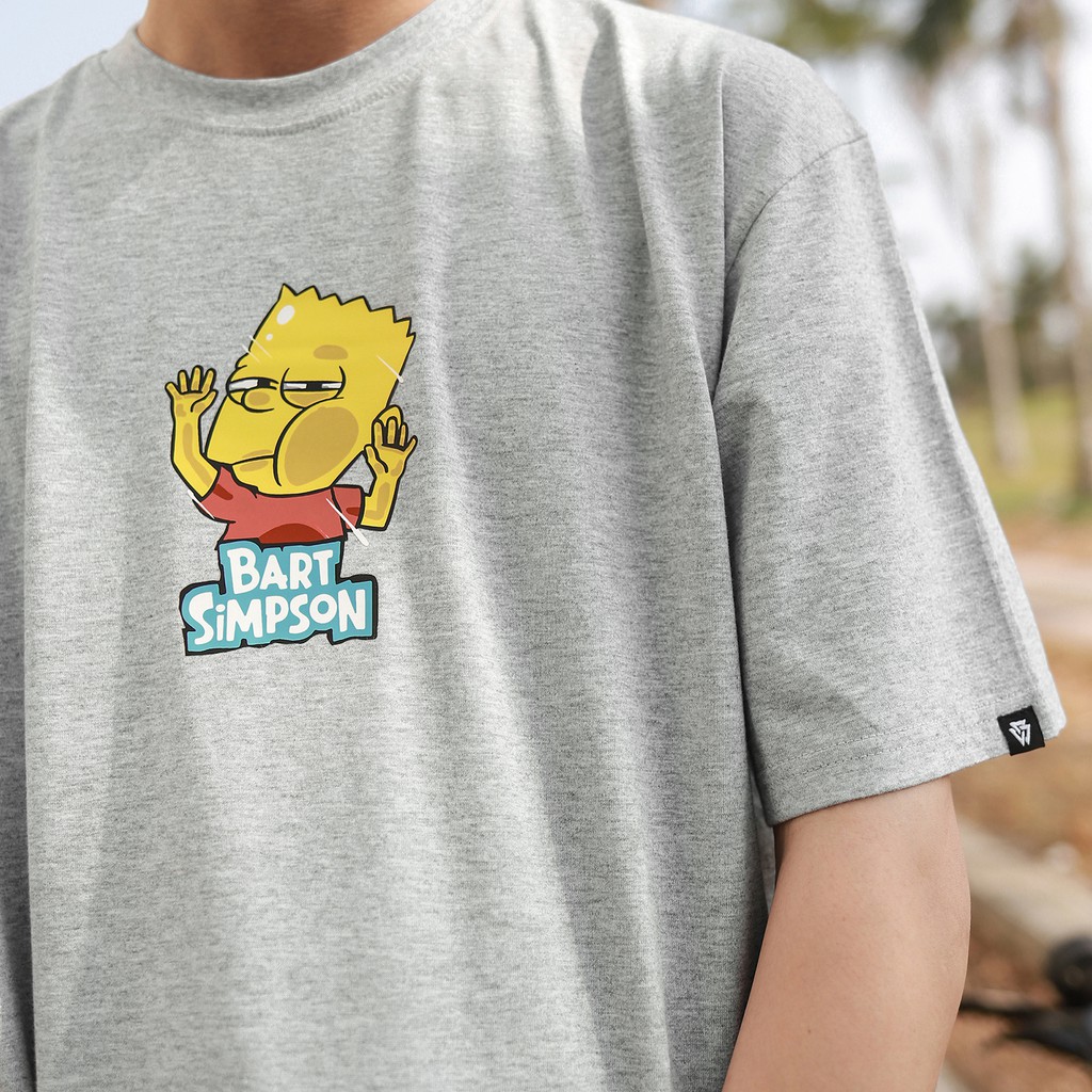 Áo Thun Bart Simpson Màu Xám Chất Liệu Cotton Thoáng Mát