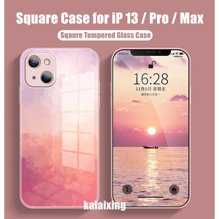 【Có Logo】Ốp lưng Cho iPhone 13 Pro Max 12Pro 12Mini Cover WaterColor Case Vỏ điện thoại kính cường lực