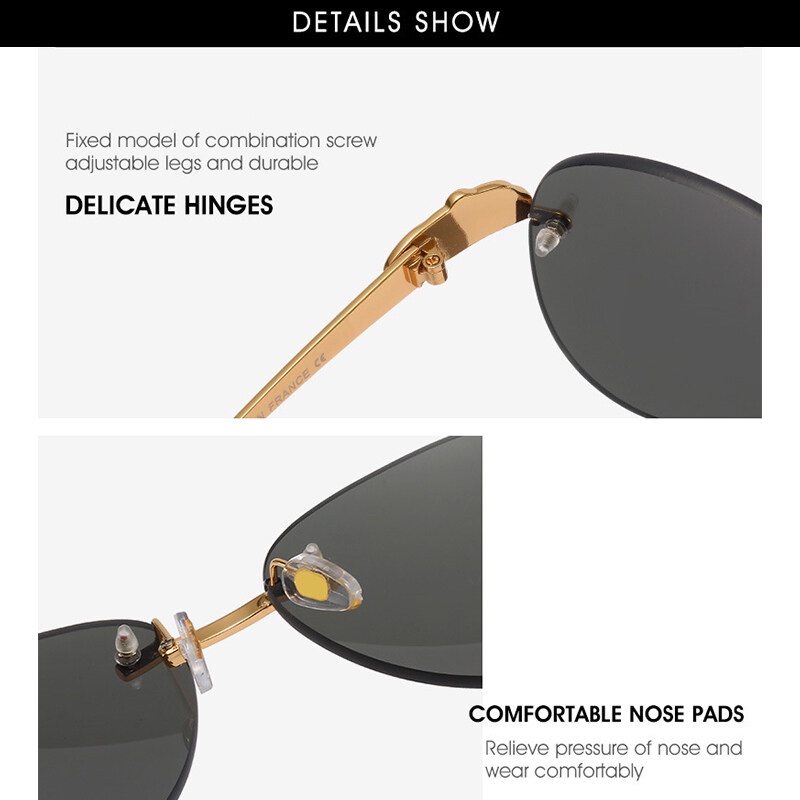 Kính Chống Nắng PTQ Gọng Kim Loại Không Viền Thời Trang Cho Nam Và Nữ