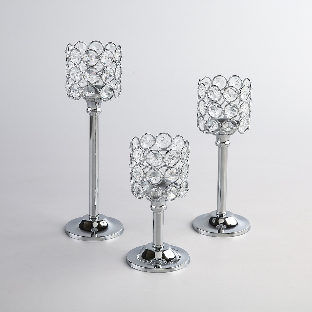 Giá Đỡ Đèn Cầy Bằng Sắt Màu Vàng Pha Lê Sang Trọng Trang Trí Nhà Thờ / Văn Phòng Yoyoyo01