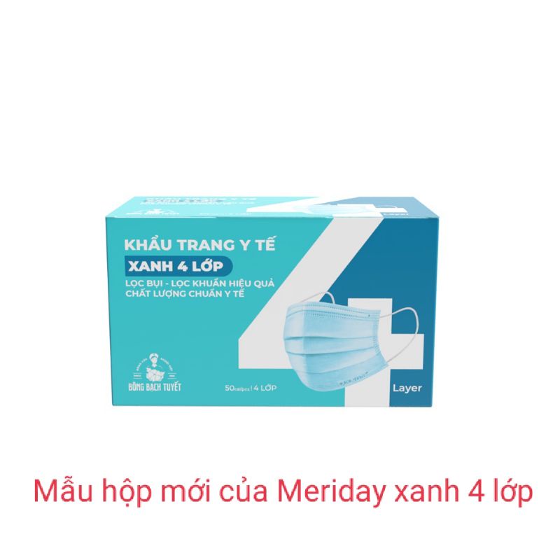 Khẩu trang MERIDAY 4 lớp màu xanh