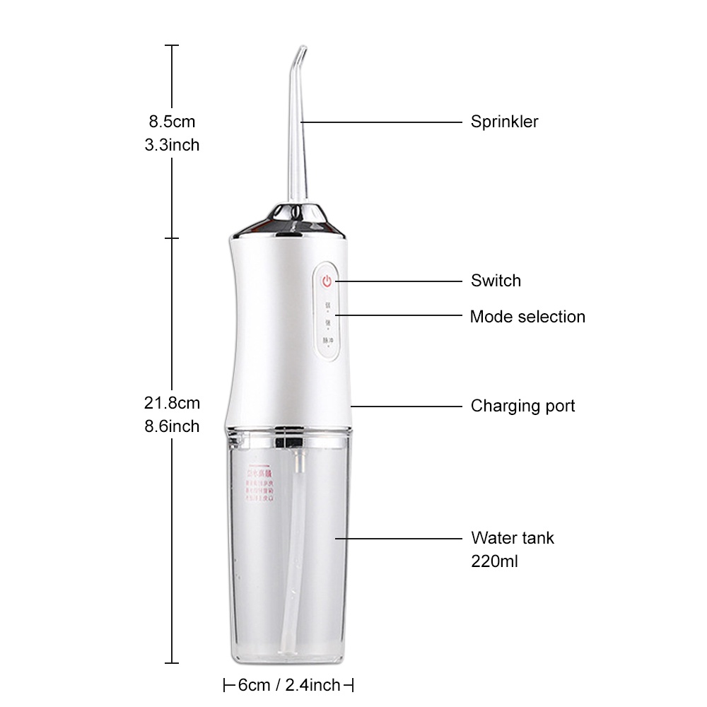 Tăm nước xỉa răng SUOLAER vệ sinh răng miệng làm trắng răng thiết kế không dây dễ sử dụng 220ml