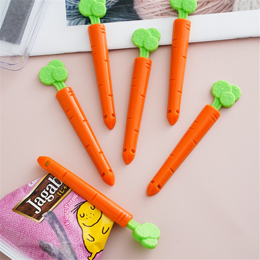 Bộ 5 kẹp túi đựng thực phẩm hình củ cà rốt kèm hộp đựng