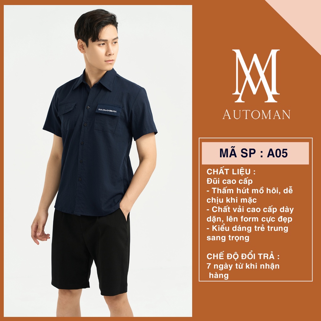 Áo sơ mi đũi tay ngắn cổ bẻ chất liệu cao cấp thoáng mát AUTOMAN A05