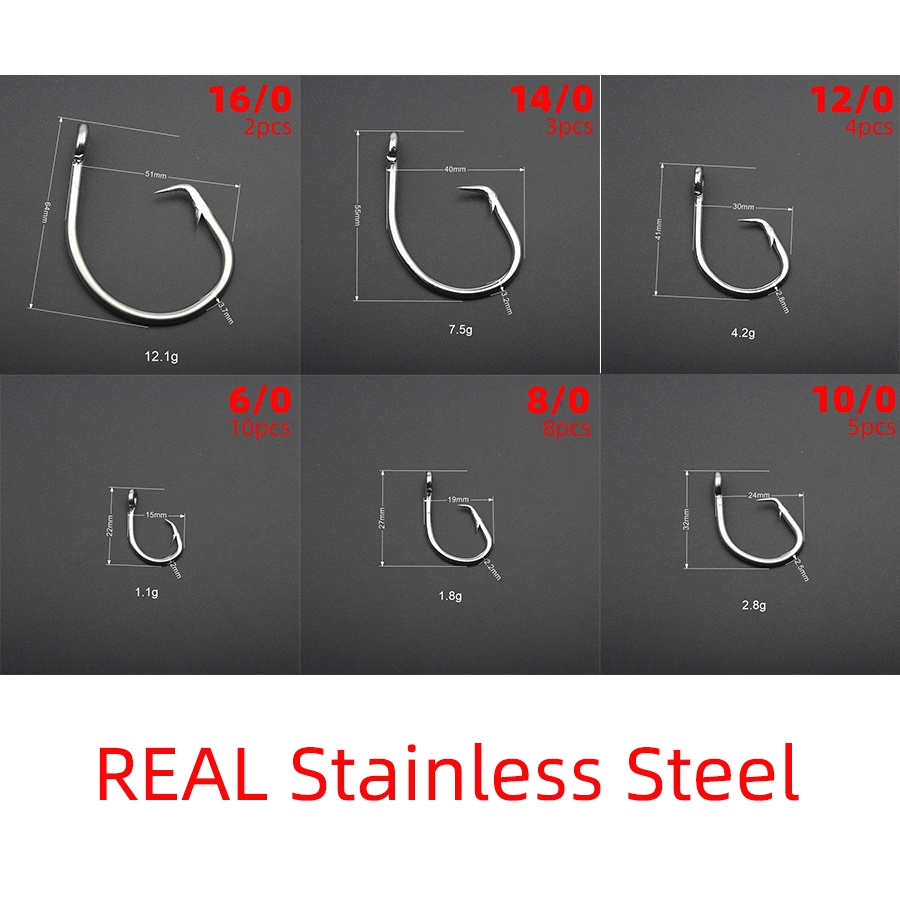 Móc Câu Cá Bằng Thép Không Gỉ 39960 Cỡ 8/0-16/0#