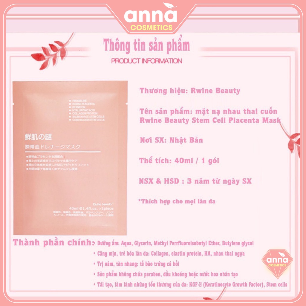 Mặt nạ nhau thai cừu Nhật Bản Rwine Beauty dưỡng da, chăm sóc da, dưỡng ẩm, giảm thâm mụn, phù hợp da nhạy cảm | BigBuy360 - bigbuy360.vn