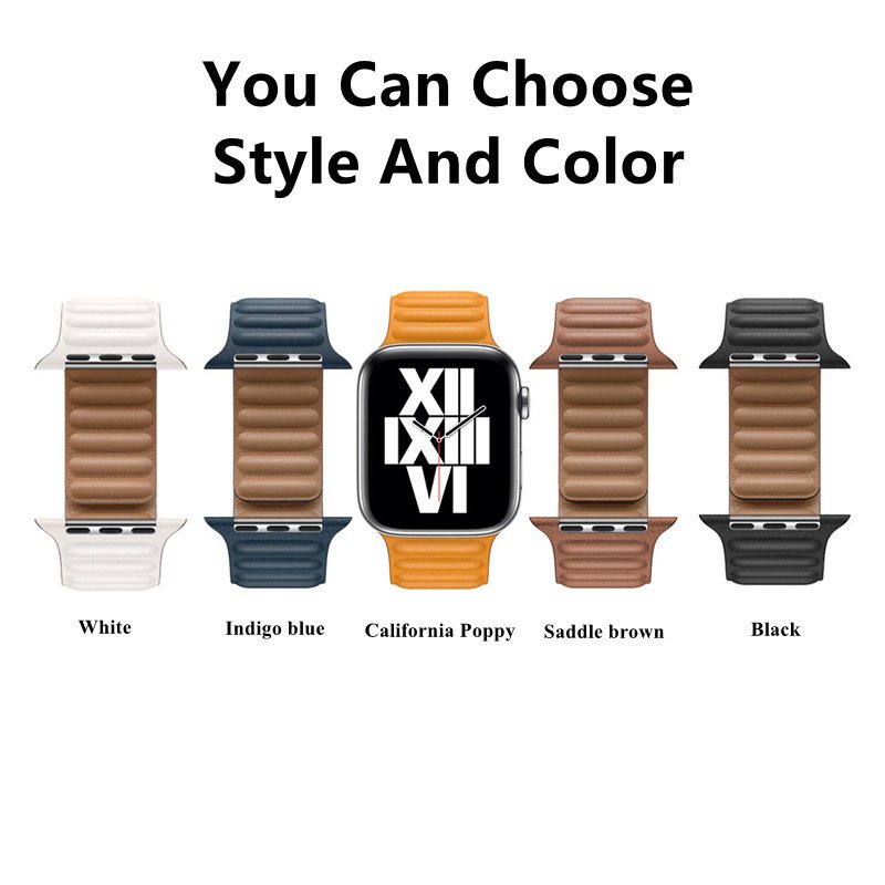 Dây Đeo Bằng Da Nam Châm 49mm Cho Đồng Hồ Thông Minh Apple Watch 3 4 5 SE 6 7 8 45mm 41mm 44mm 40mm 42mm 38mm