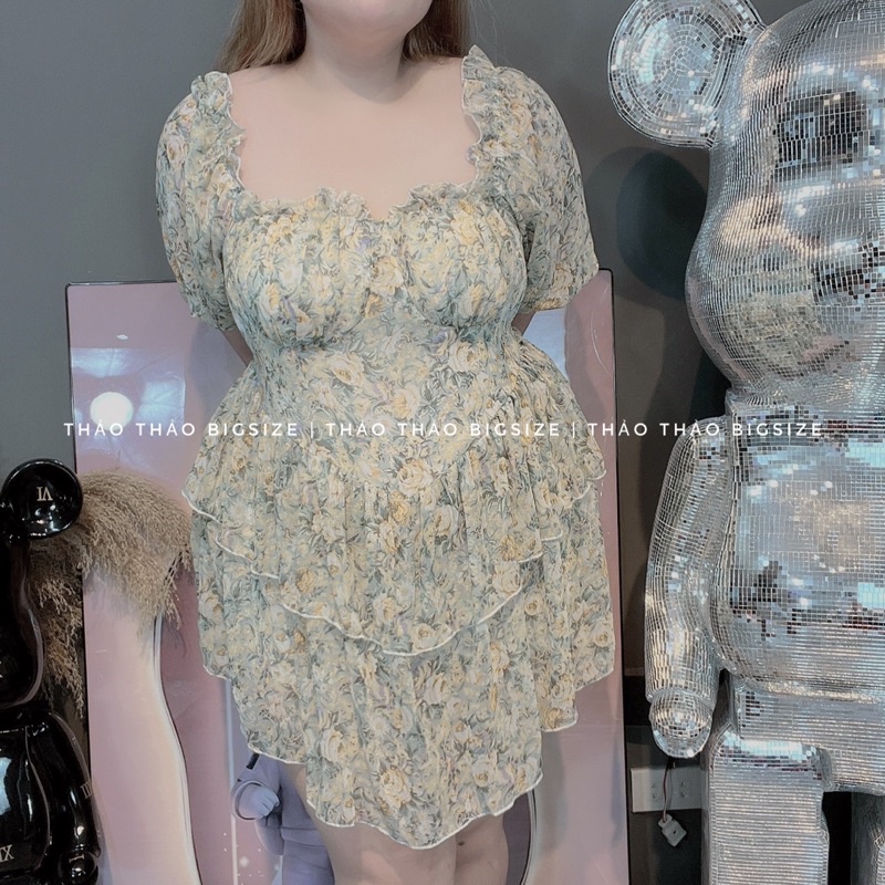 Đầm hoa voan xanh  - MÚP BIGSIZE 60-100KG