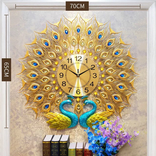 Đồng hồ treo tường chim công đôi nghệ thuật T3home trang trí decor nhà cửa phòng khách quà tặng tân gia khai trương