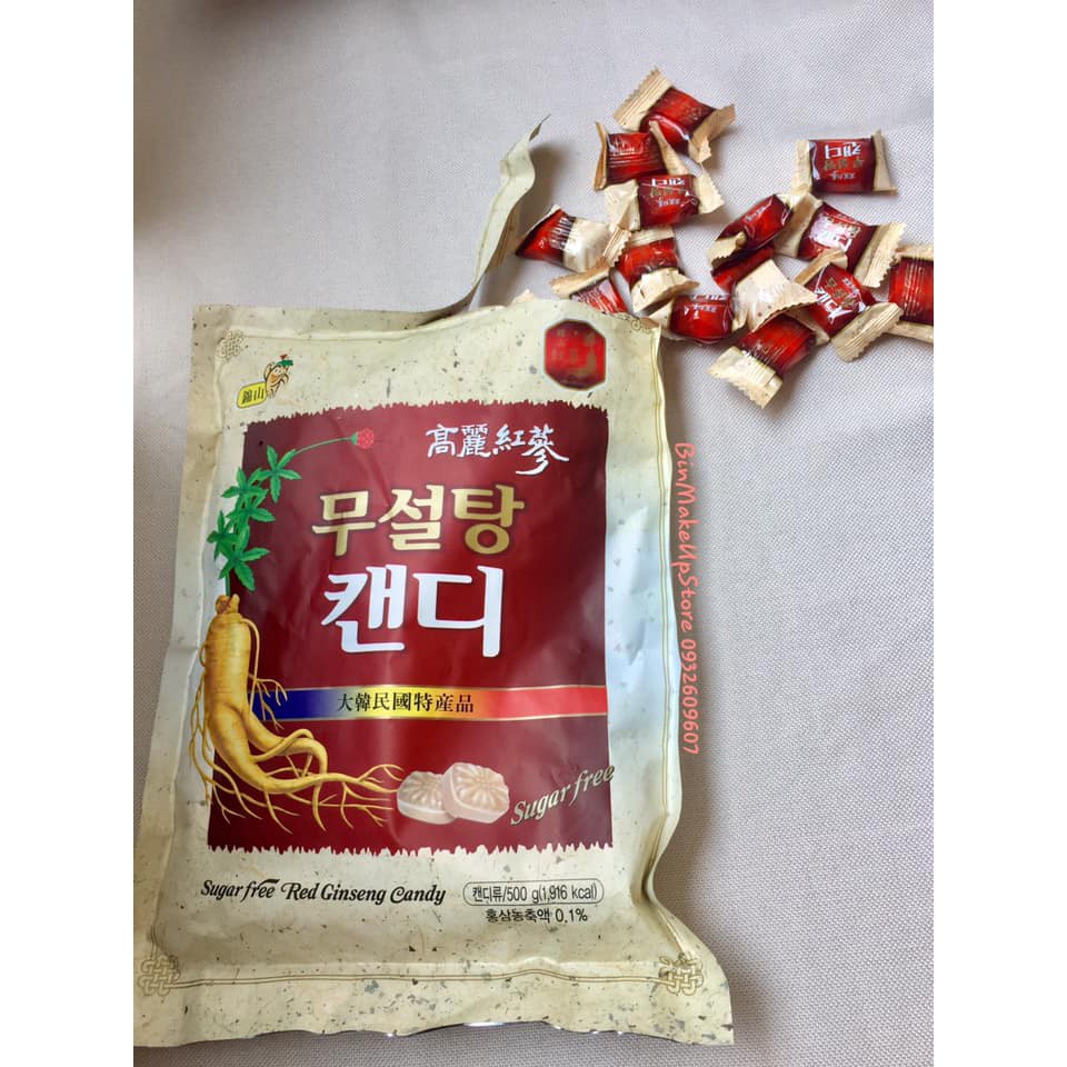Kẹo hồng sâm Hàn Quốc Red Ginseng không đường Sugar free Candy dùng được cho người tiểu đường