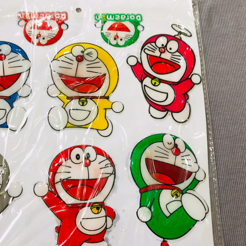 Nguyên bộ tem nổi nhiều logo doraemon dễ thương đủ màu