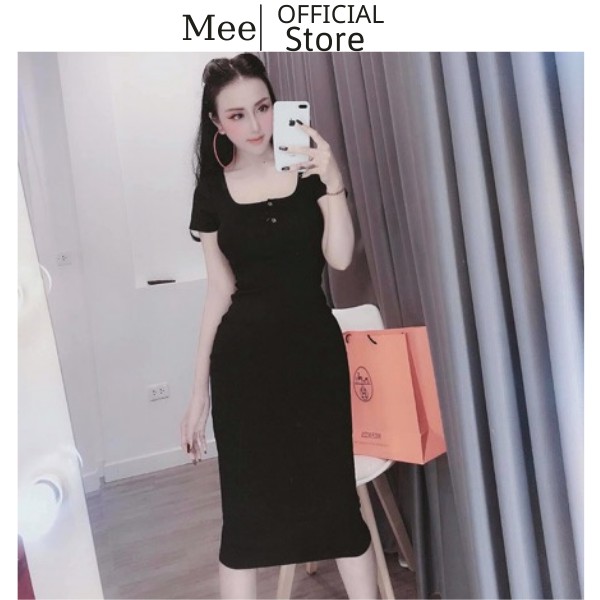 Đầm Body Nữ Dáng Dài - Đầm dư tiệc cổ tròn ngắn tay dáng ôm Sang chảnh thun gân co giãn