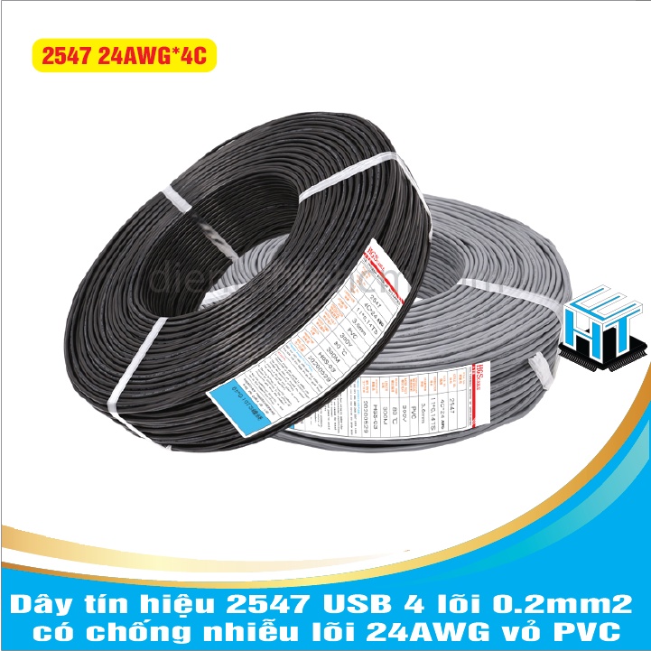 Dây tín hiệu 2547 USB 4 lõi 0.2mm2 có chống nhiễu lõi 24AWG vỏ PVC