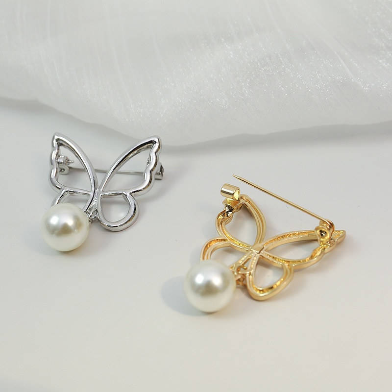 Ghim cài áo hình học bằng kim loại đính ngọc trai sáng tạo phong cách Hàn Quốc cho nam và nữ