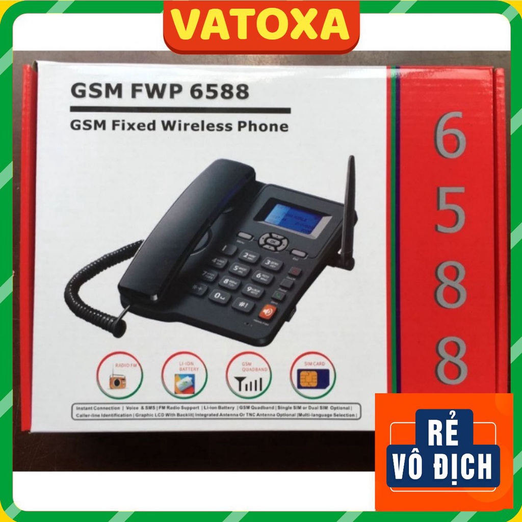 Máy điện thoại để bàn không dây Huawei GSM 6588 lắp sim gphone homphone viettel vina mobi 2 sim bản tiếng việt