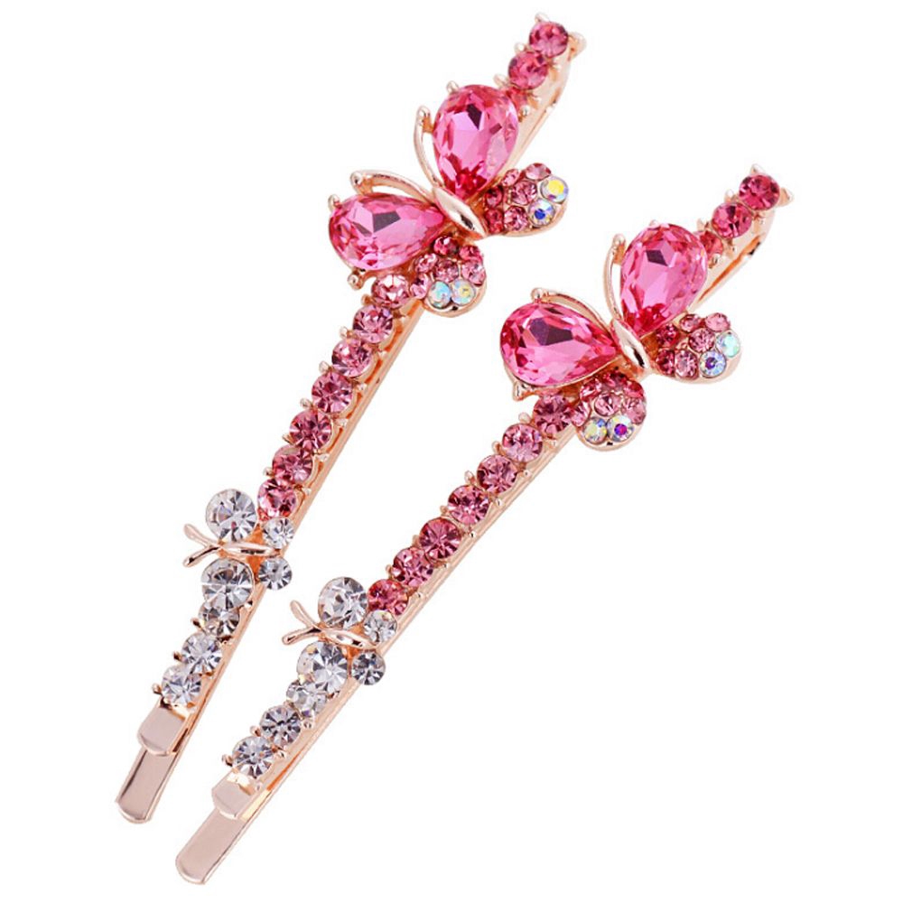 Cặp kẹp tóc hình bướm đính đá pha lê sang trọng thời trang phong cách Hàn Quốc cho nữ