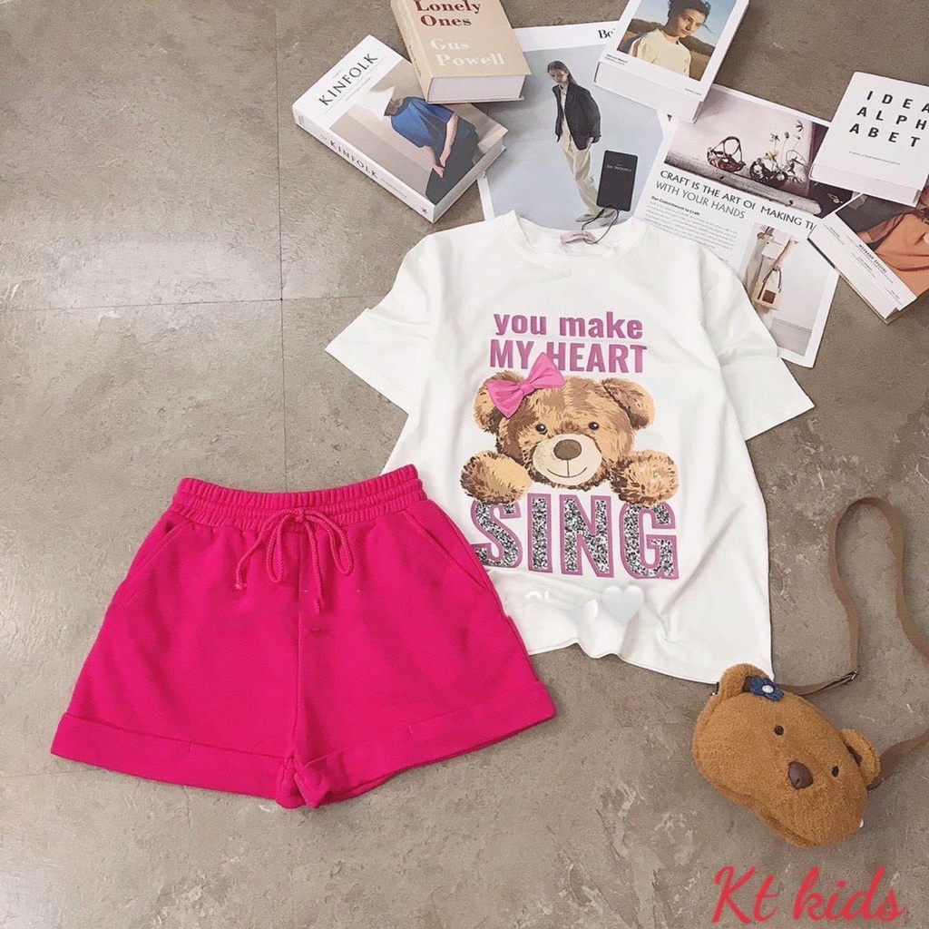 Bộ quần áo bé gái size đại hình chú gấu SING cho bé size 20-35kg