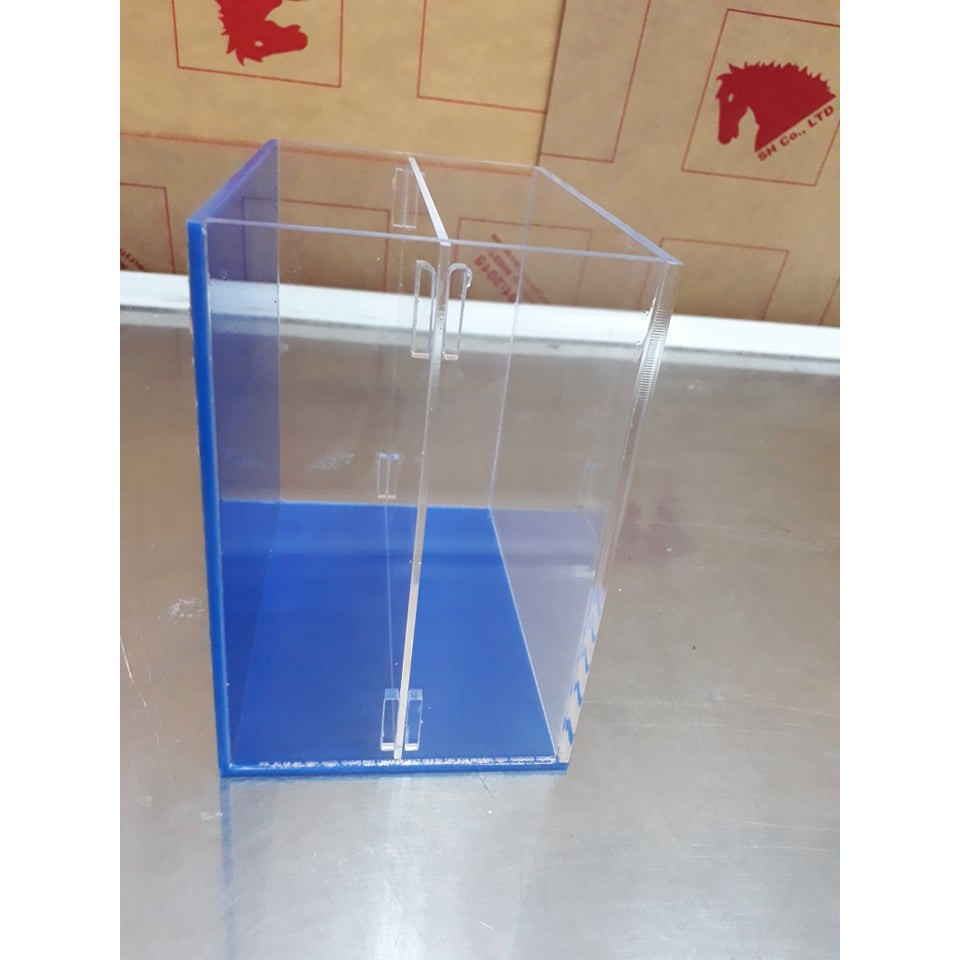 Hồ show cá 2 ngăn acrylic 15x12x17cm siêu trong cao cấp / bể show cá; keo show cá guppy, betta