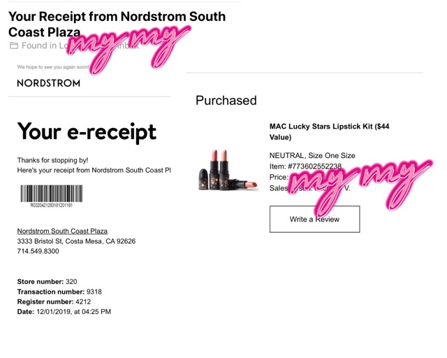 [Đủ Bill] MAC - Set son 3 cây &amp; Túi MAC - Lucky Stars Lipstick Kit Neutral + Vibrant