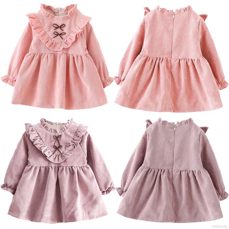 Đầm dài tay thắt nơ xinh xắn cho bé gái