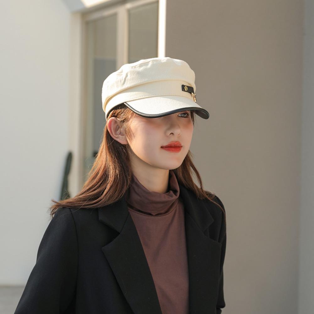 Mũ Bát Giác Giữ Ấm Mùa Thu Có Khóa Kim Loại Tùy Chỉnh Phong Cách Đường Phố Cho Nữ