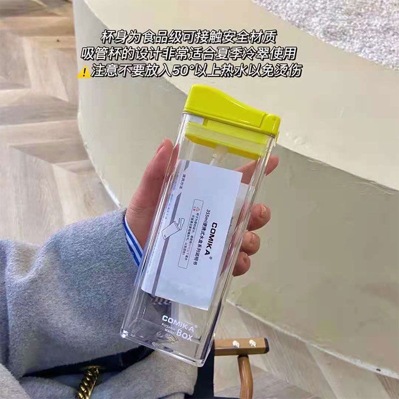 Bình Nước Bằng Nhựa Dung Tích Lớn Có Ống Hút Phong Cách Xiaohongshu COMIKA Cho Nam Và Nữ