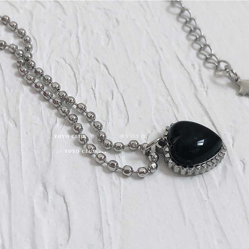 Dây Chuyền Mặt Hình Trái Tim Bằng Mã Não Kèm Dây Chất Liệu Thép Titan Cao Cấp Cho Nữ