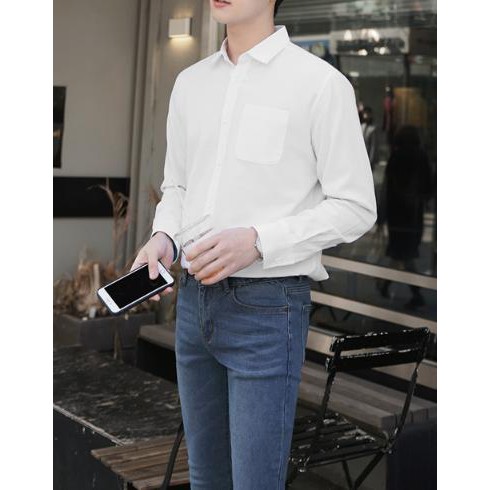 Áo sơ mi nam dài tay màu vàng vải cotton
