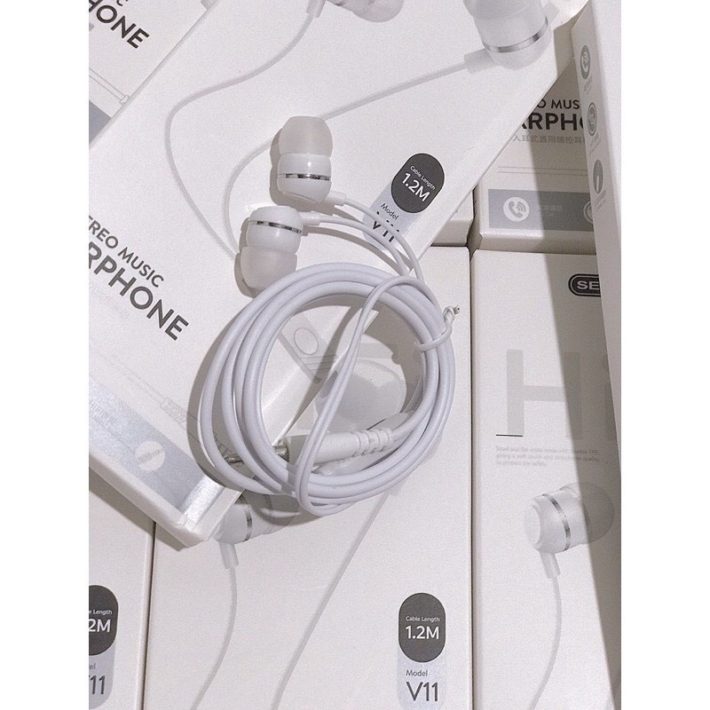 Tai nghe ip sendem chân 3.5 mm V11 tai chống ồn bịt nút cao su.