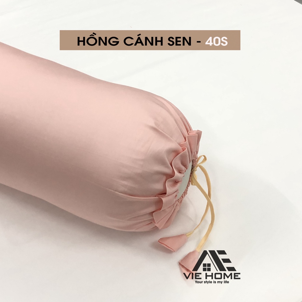 Vỏ gối ôm lụa Tencel 40s VIE HOME - Bedding, hàng đẹp kích thước 35x100cm trơn màu cao cấp