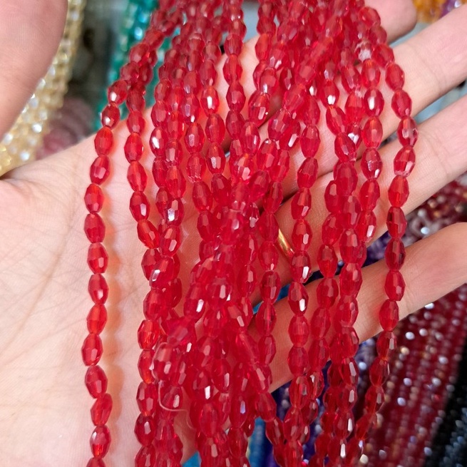 1 Dây Pha Lê đá hình hạt lúa 4x6mm làm vòng tay, DIY