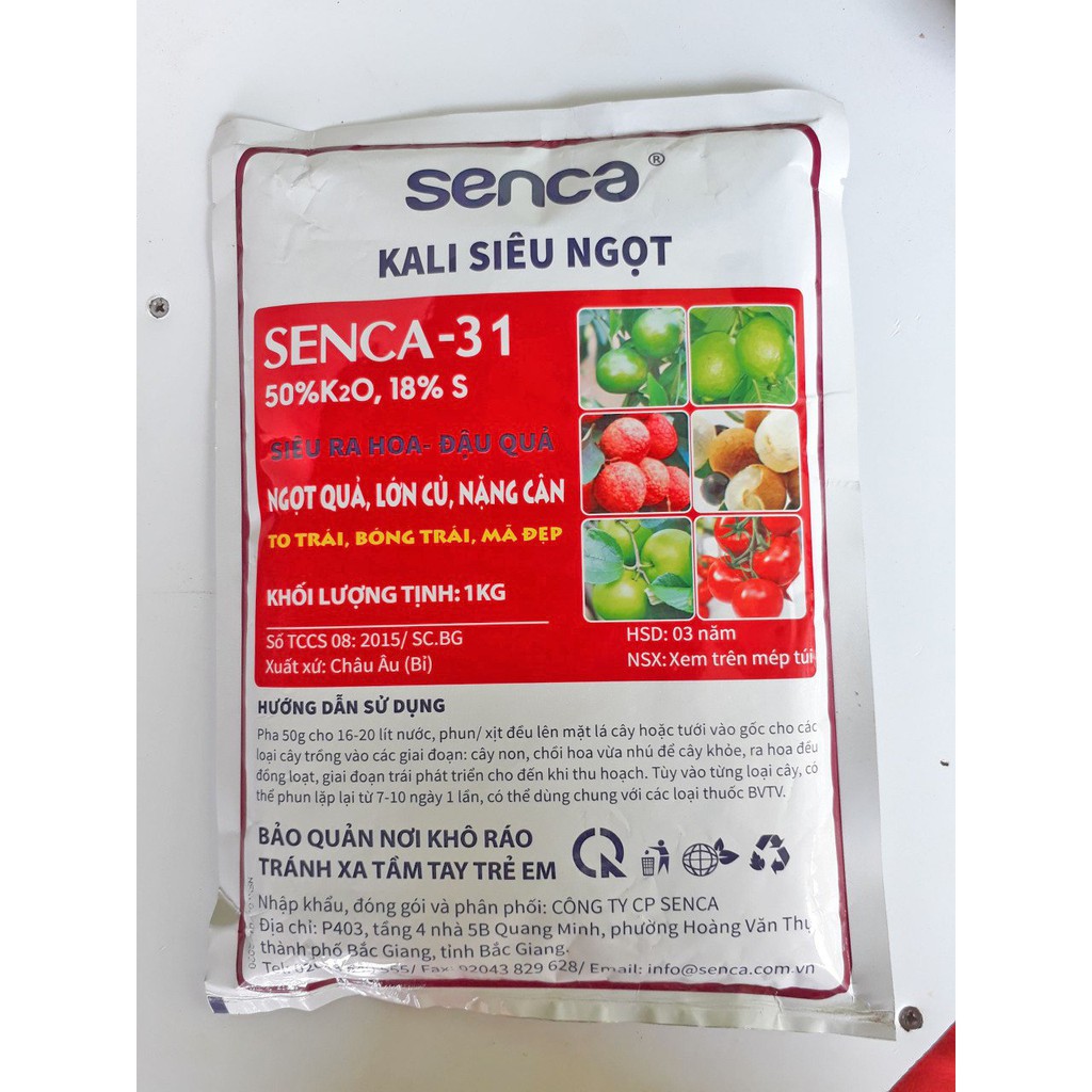 Phân bón kalisulphat SENCA-31 siêu ra hoa - đậu quả siêu to trái, lớn củ, tắng độ ngọt. Tẩy chàm, sáng trái,mã đẹp.